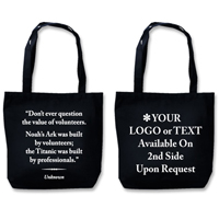 Recyclable Eco Tote With Quote "The Value Of Volunteers"